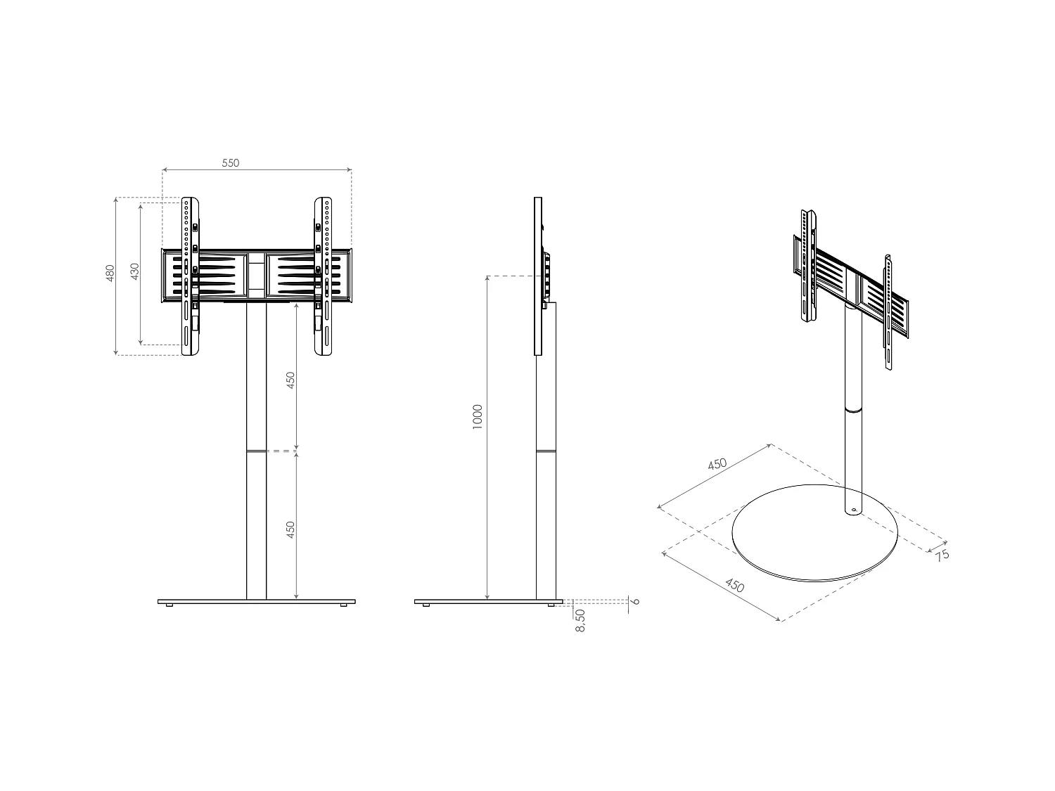 TV stand feet Cirla White H. 100 x W. 55 x D. 45 cm