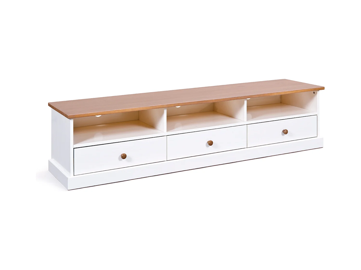 Wright TV-meubel 3 lades, 3 ruimtes wit, bruin.