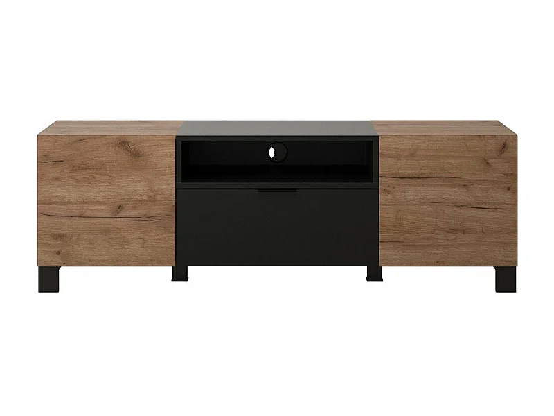 Meuble TV 2 portes, 1 abattant et 1 niche L144 cm - KENDO