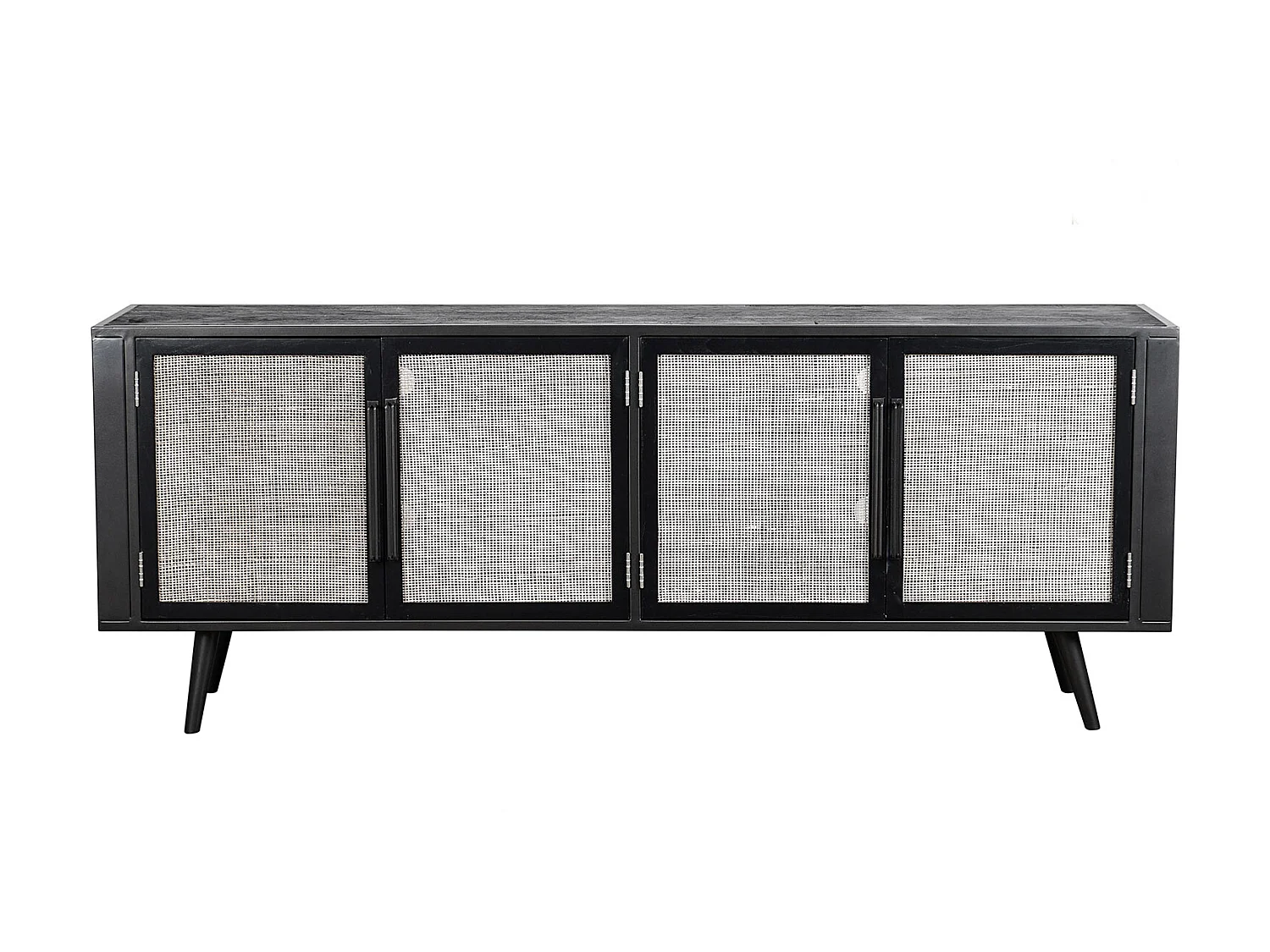 NordicMindiRattan Meuble TV avec 4 portes, noir.