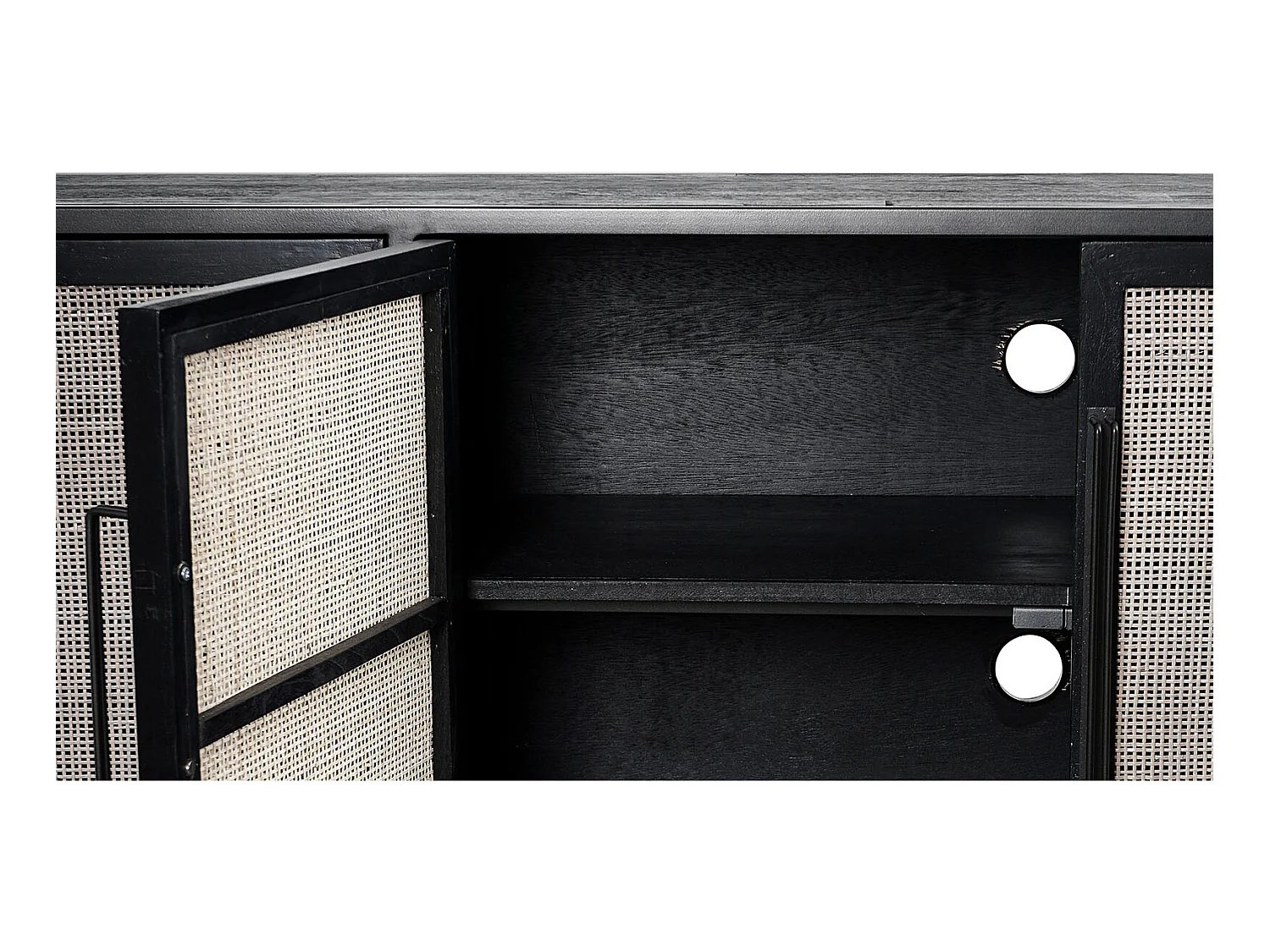 NordicMindiRattan Meuble TV avec 4 portes, noir.