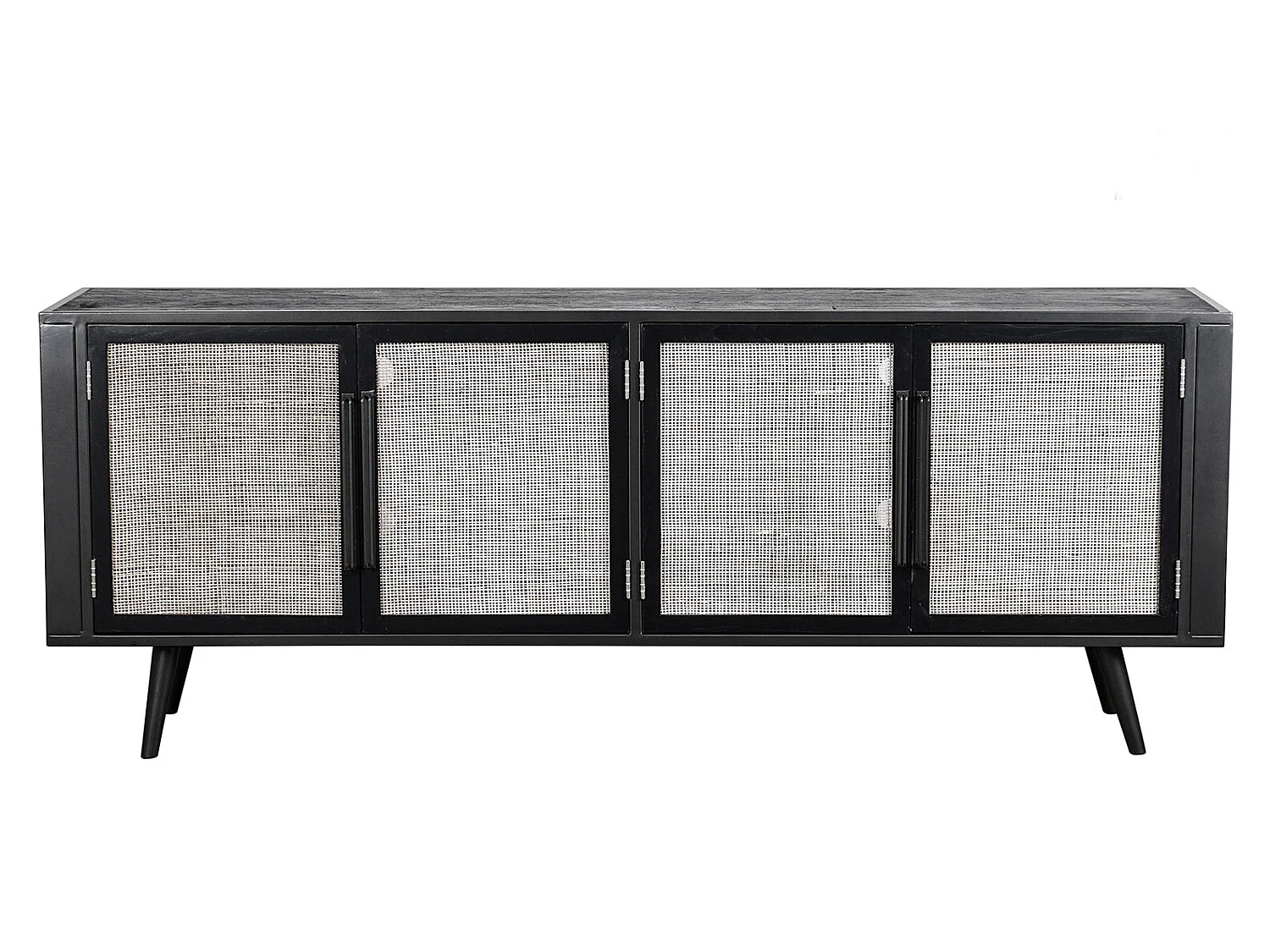 NordicMindiRattan Meuble TV avec 4 portes, noir.