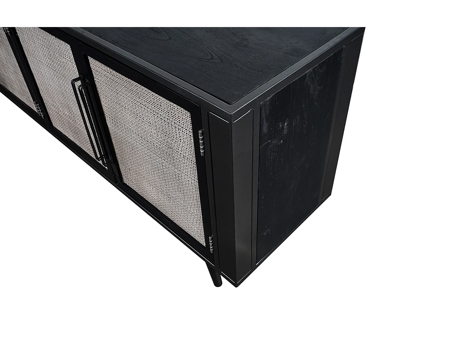 NordicMindiRattan Meuble TV avec 4 portes, noir.