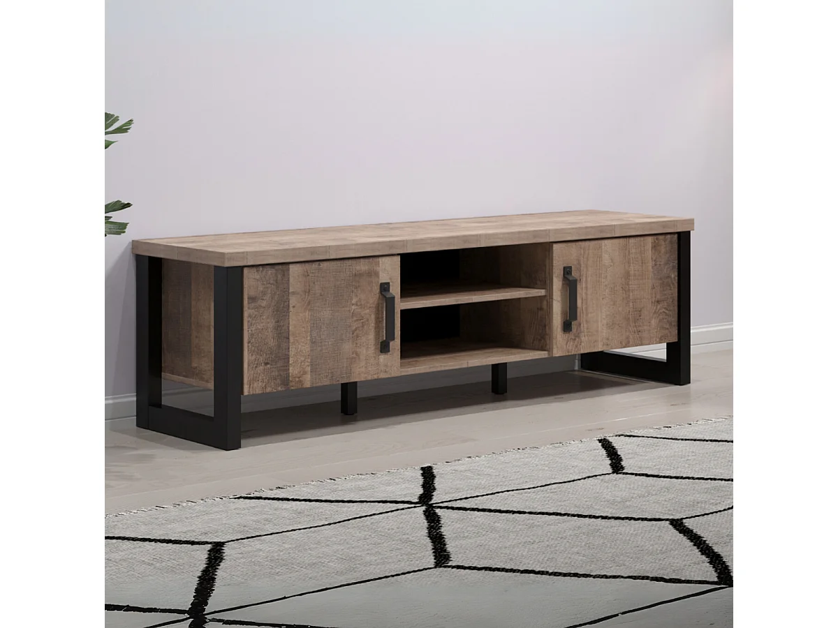 Emile TV Tisch 2 Türen, 2 Fächer, EicheTabak dekor.