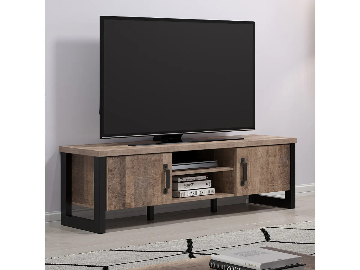 Emile TV Tisch 2 Türen, 2 Fächer, EicheTabak dekor.