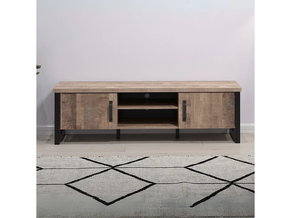 Emile TV Tisch 2 Türen, 2 Fächer, EicheTabak dekor.