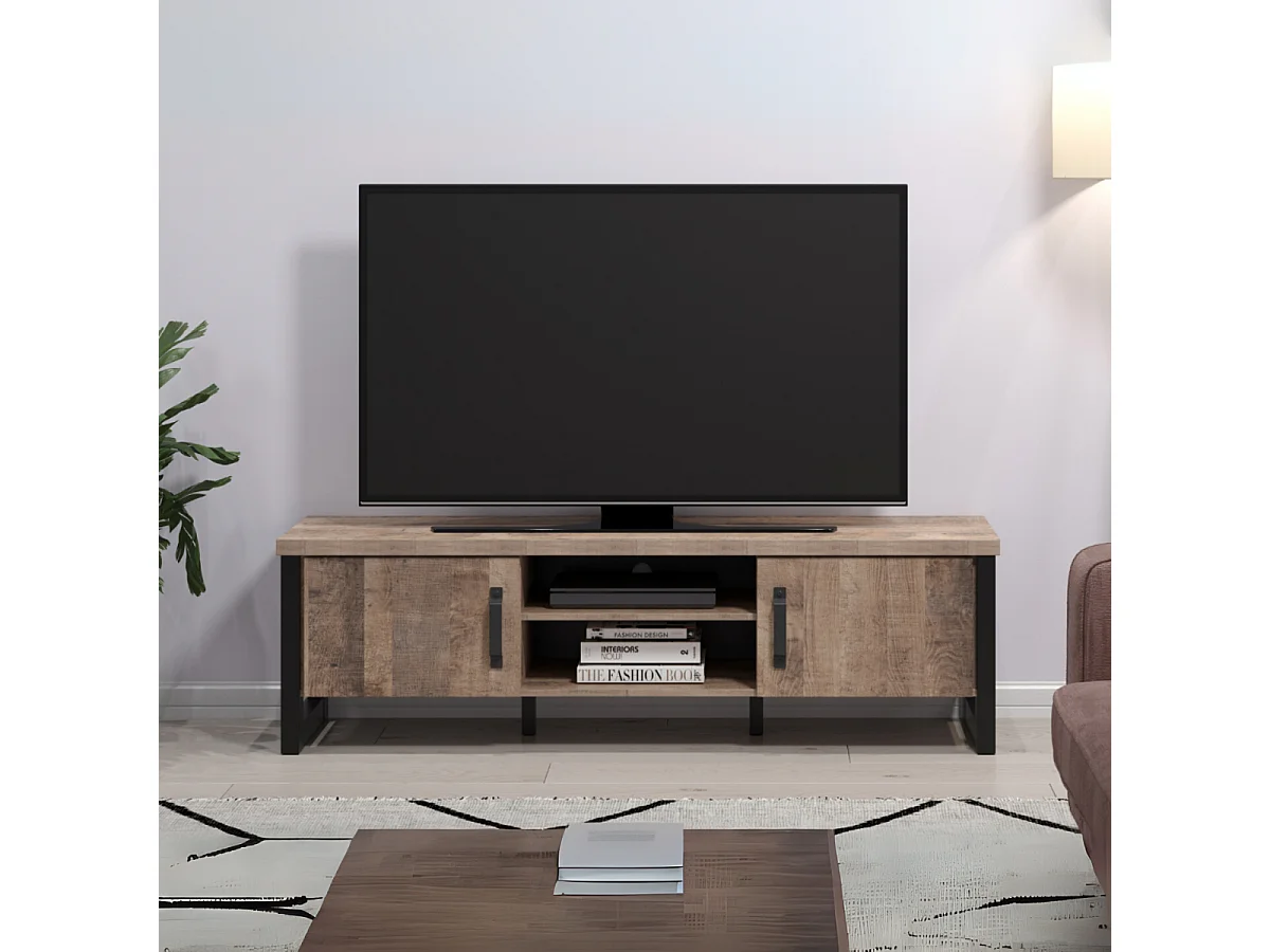 Emile TV Tisch 2 Türen, 2 Fächer, EicheTabak dekor.