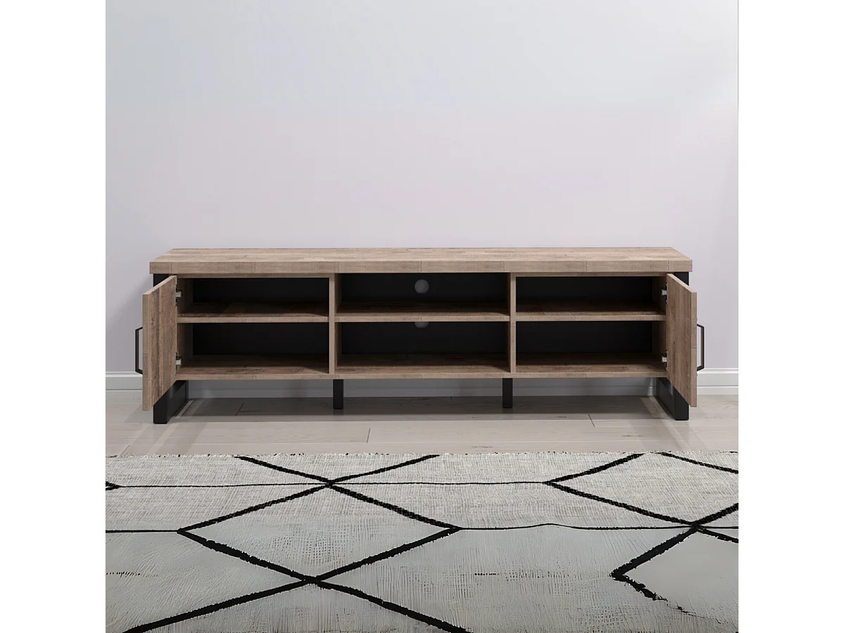 Emile TV Tisch 2 Türen, 2 Fächer, EicheTabak dekor.