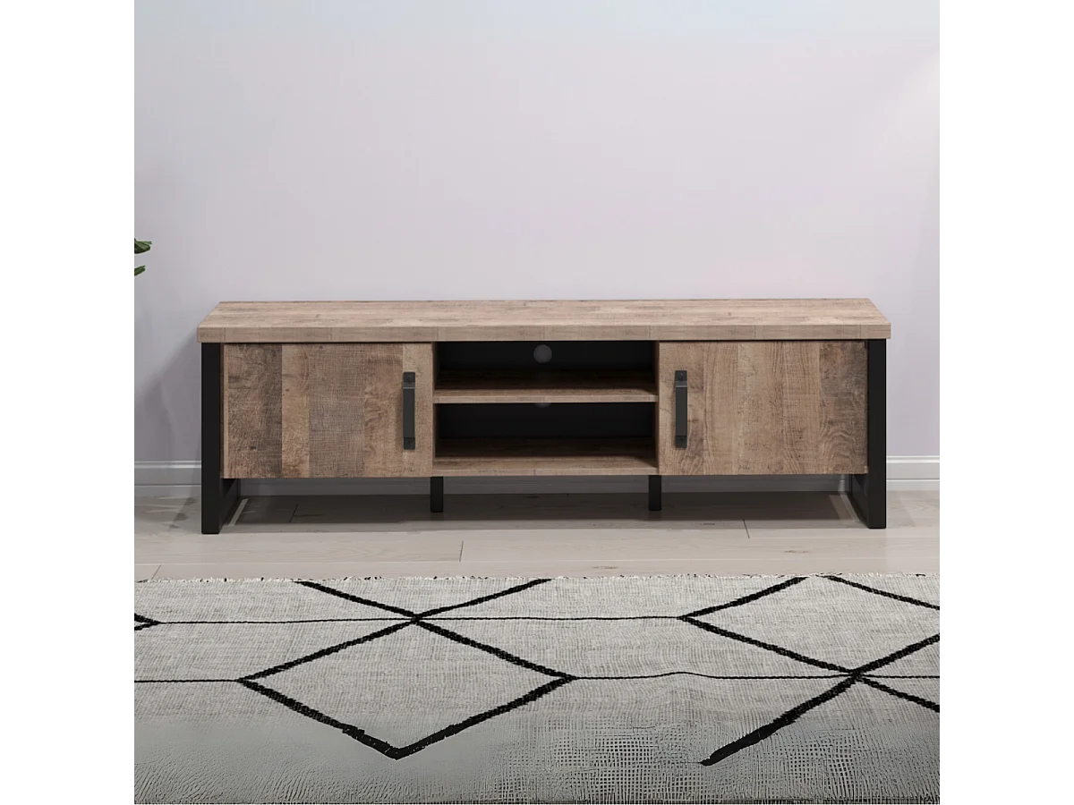 Emile TV Tisch 2 Türen, 2 Fächer, EicheTabak dekor.