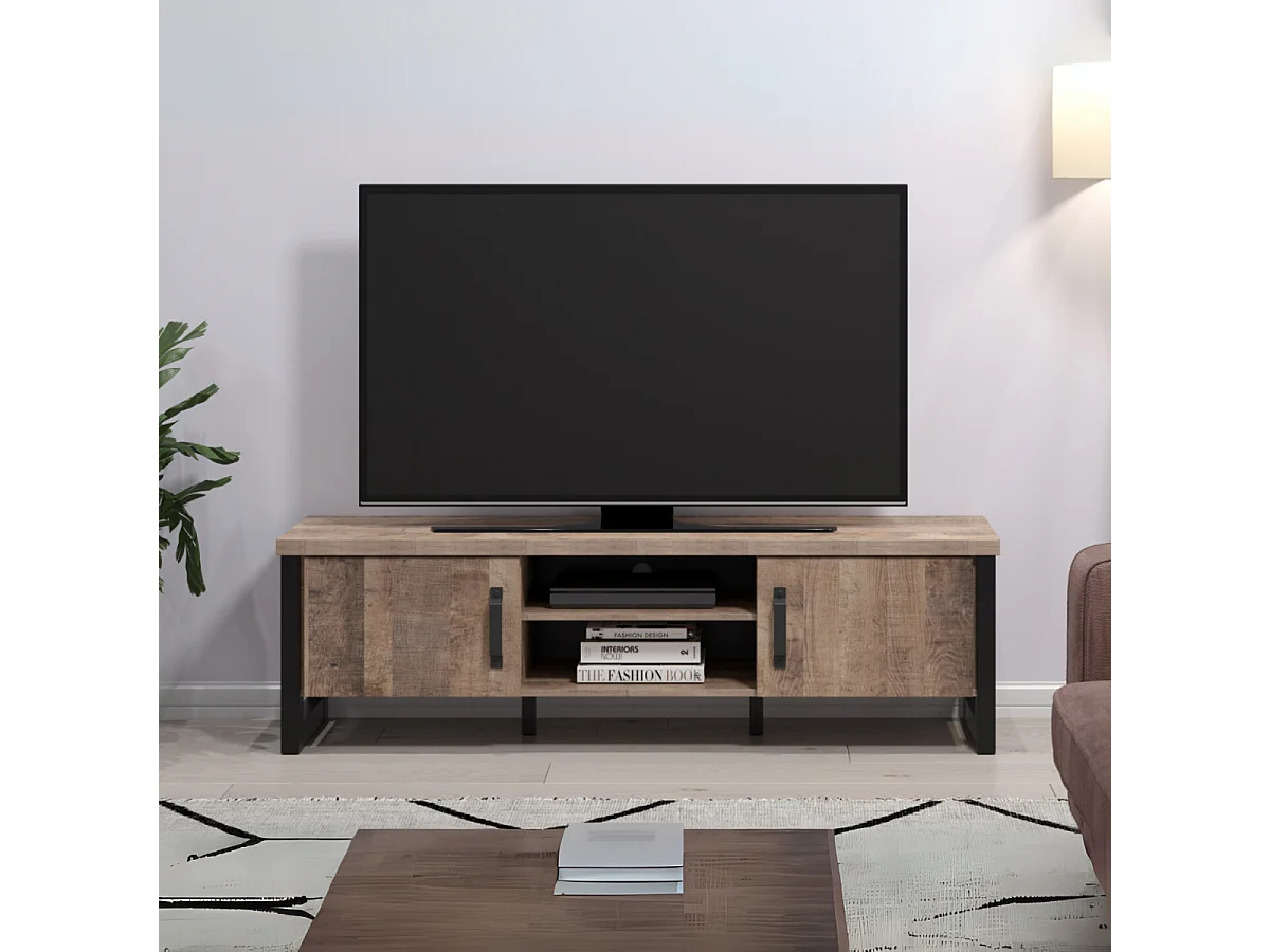 Emile TV Tisch 2 Türen, 2 Fächer, EicheTabak dekor.