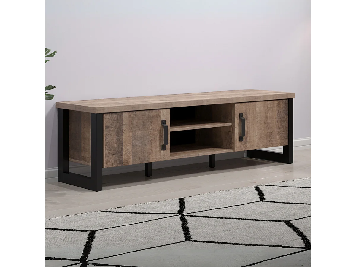 Emile TV Tisch 2 Türen, 2 Fächer, EicheTabak dekor.