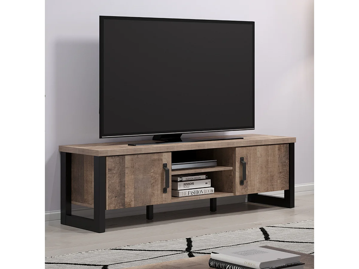 Emile TV Tisch 2 Türen, 2 Fächer, EicheTabak dekor.