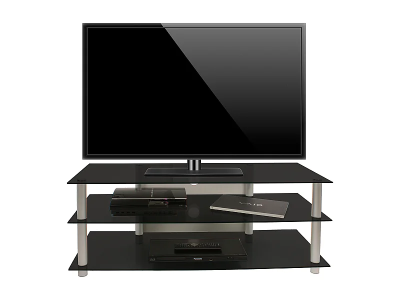 TV Möbel Sideboard Fernseh Rack Alu Glas Zumbo