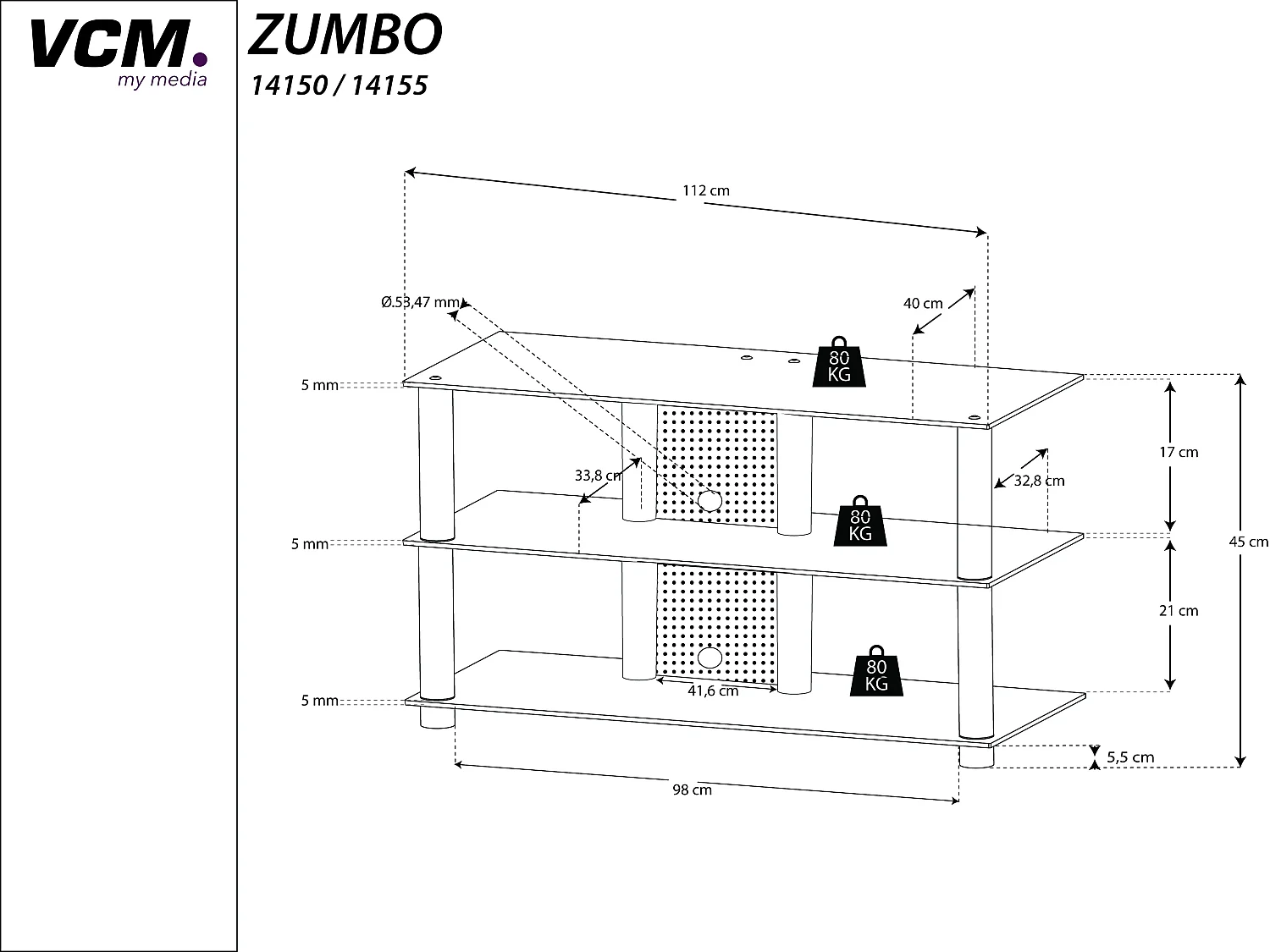 Meble telewizyjne Fernseh Rack Alu Glass Zumbo