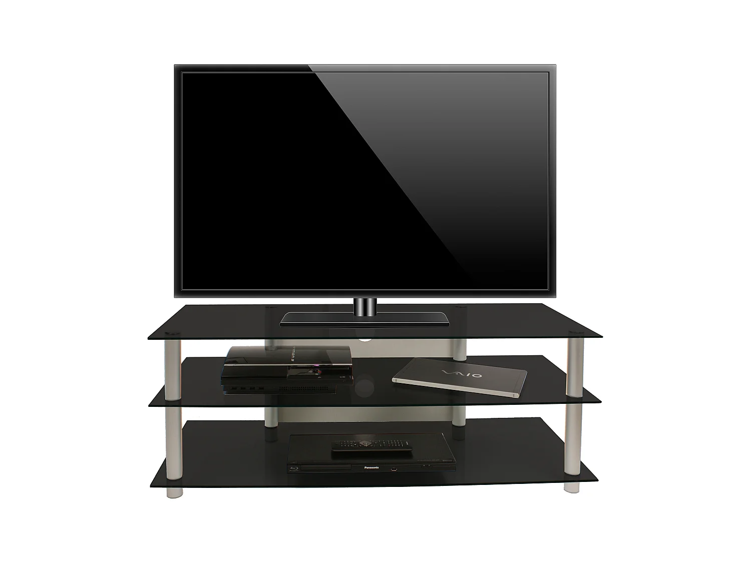 TV Möbel Sideboard Fernseh Rack Alu Glas Zumbo
