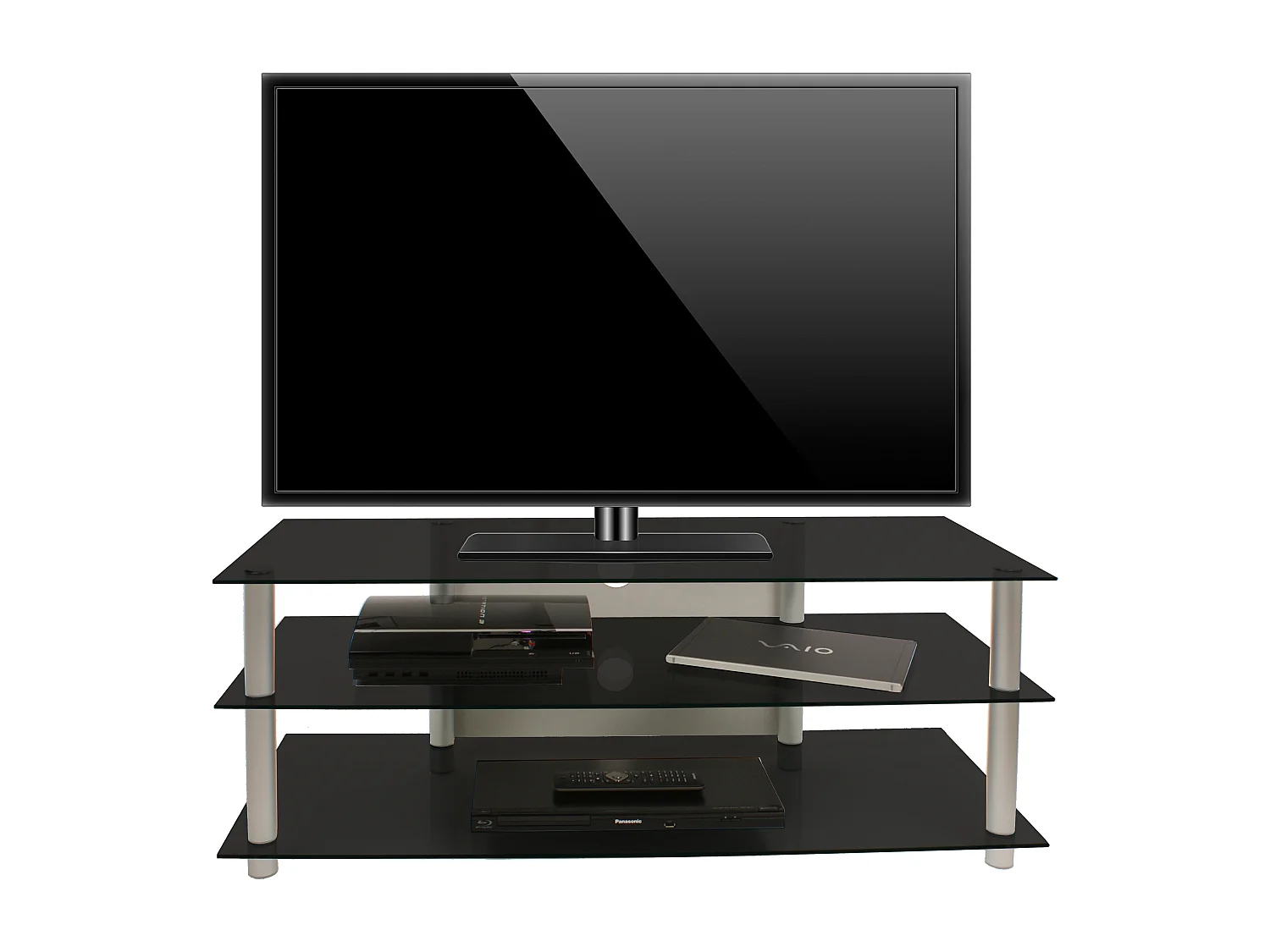 TV Möbel Sideboard Fernseh Rack Alu Glas Zumbo