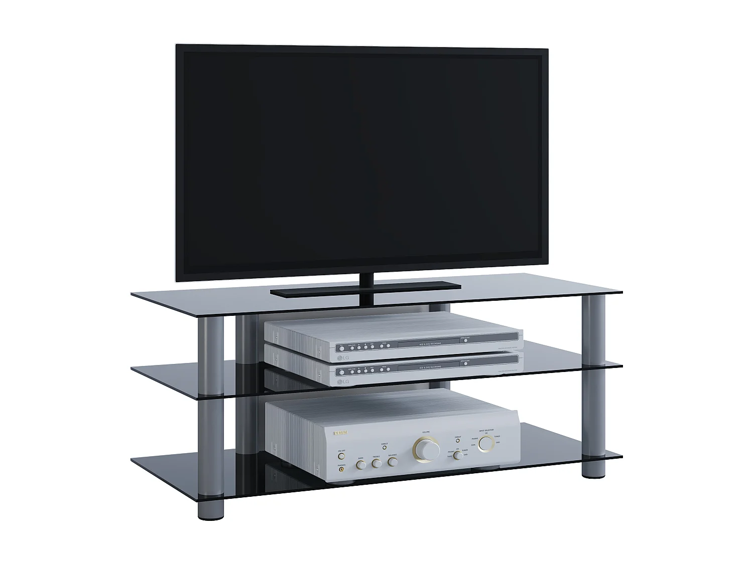 TV Möbel Sideboard Fernseh Rack Alu Glas Zumbo