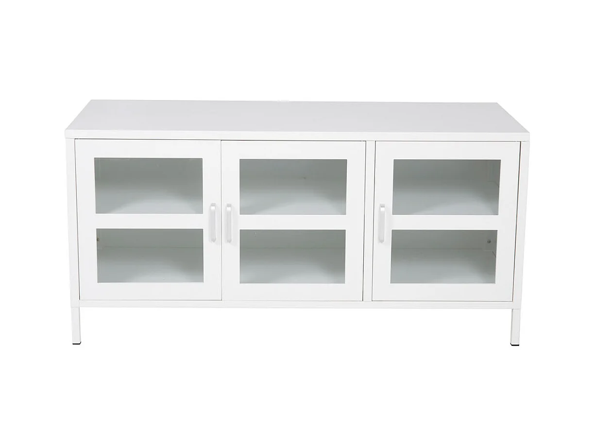 Meuble TV 3 Portes "Acero" 120cm Blanc