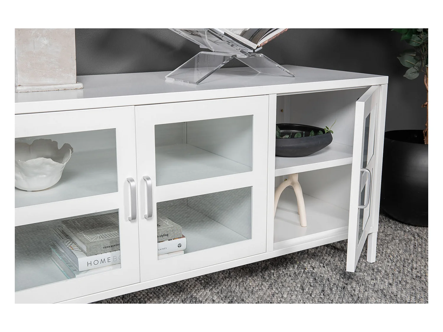 Acero TV Tisch 2 Türen, 2 Schubladen, weiss.