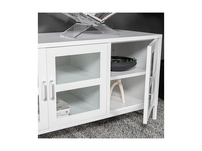 Acero TV Tisch 2 Türen, 2 Schubladen, weiss.