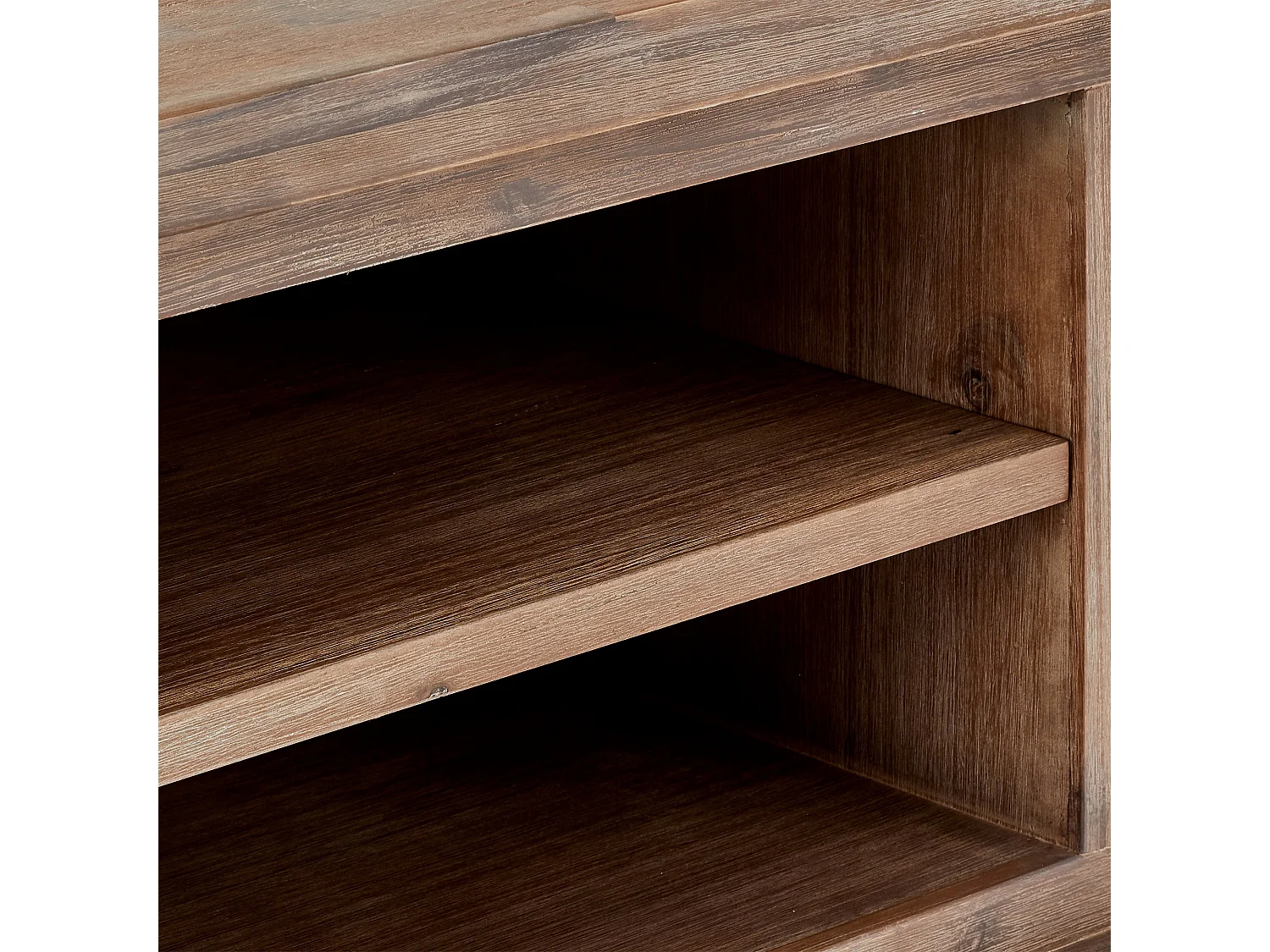 Alana Meuble TV avec 2 portes et une étagère, en bois d'acacia, teinté brun. Livré monté prêt à l'emploi.