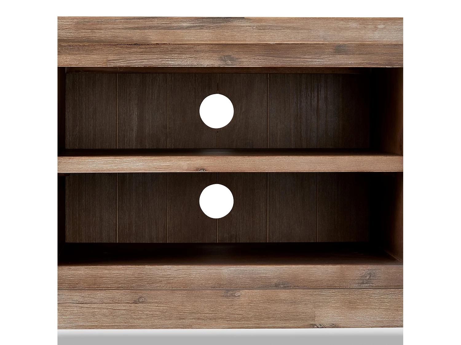 Alana Meuble TV avec 2 portes et une étagère, en bois d'acacia, teinté brun. Livré monté prêt à l'emploi.