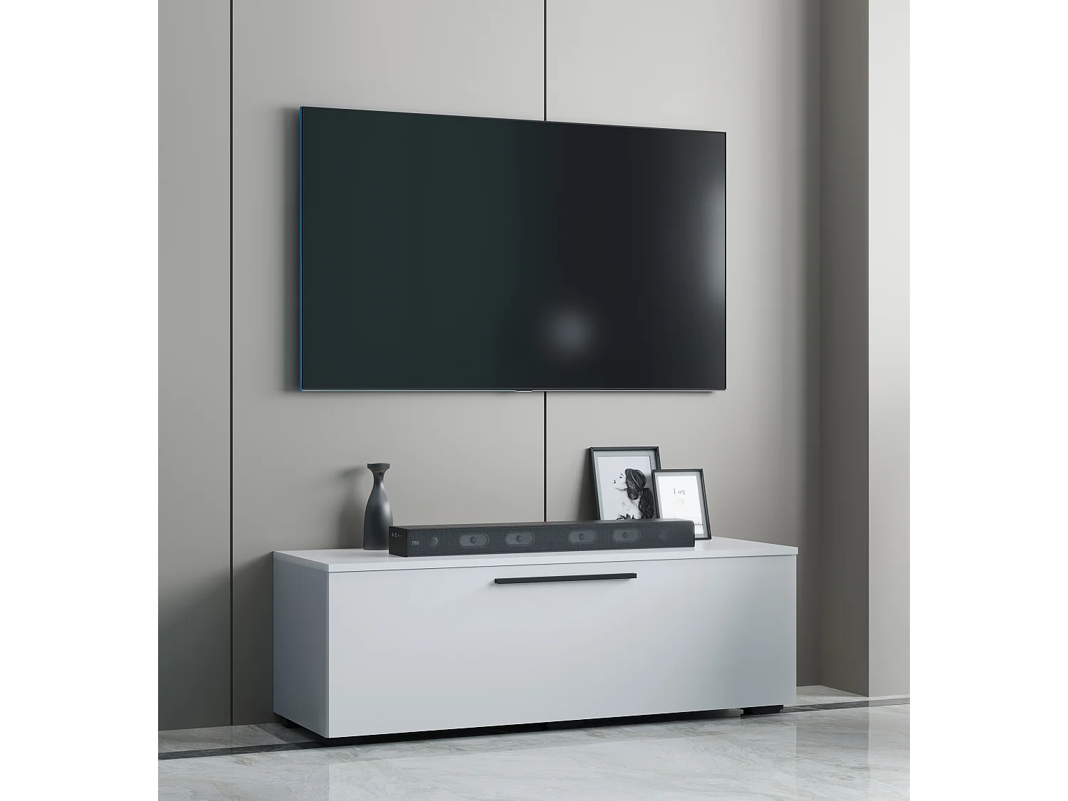 TV Furniture Arila White H. 39 x W. 115 x D. 40 cm