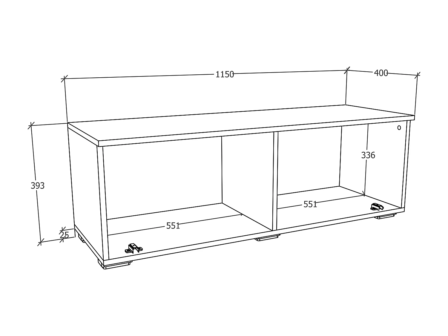 TV Furniture Arila White H. 39 x W. 115 x D. 40 cm