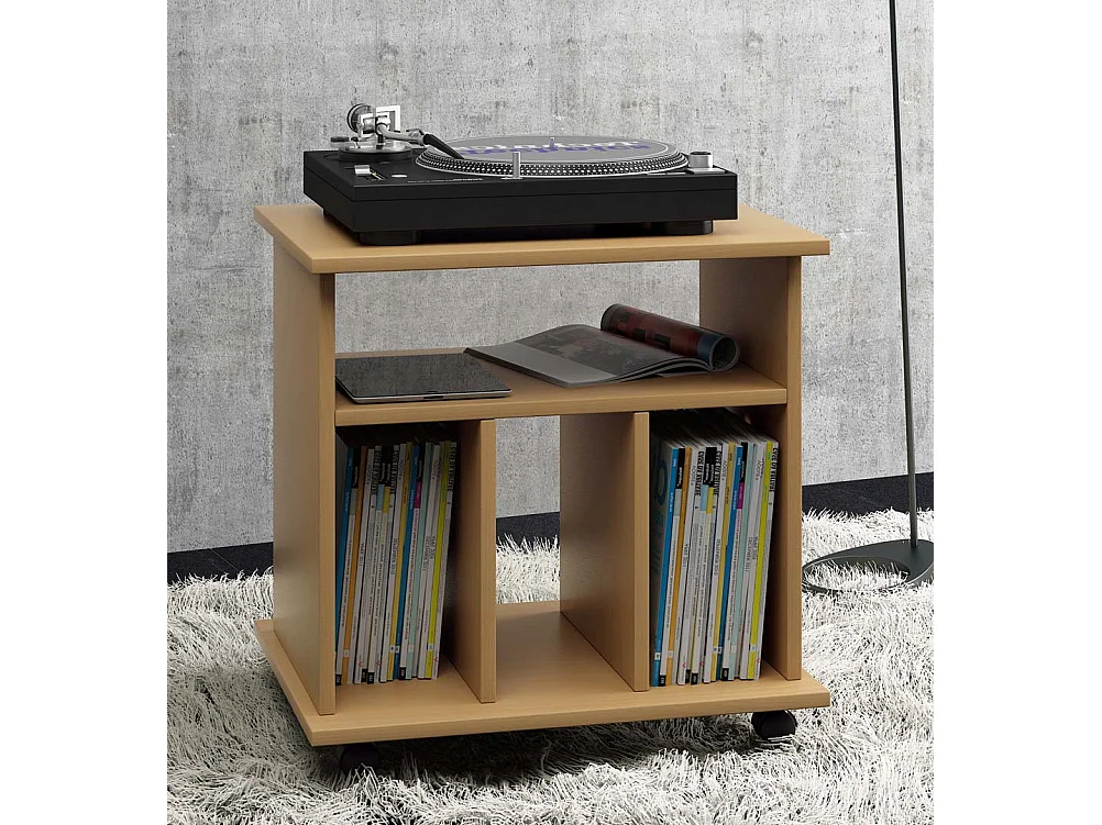 Mesa lateral de madeira VCM | Mesa de centro simples | Rodízios Sofáticos | Dimensões aprox. A. 59 x L. 60 x P. 45 cm | mesa de café rollbar - Tabina (faia)