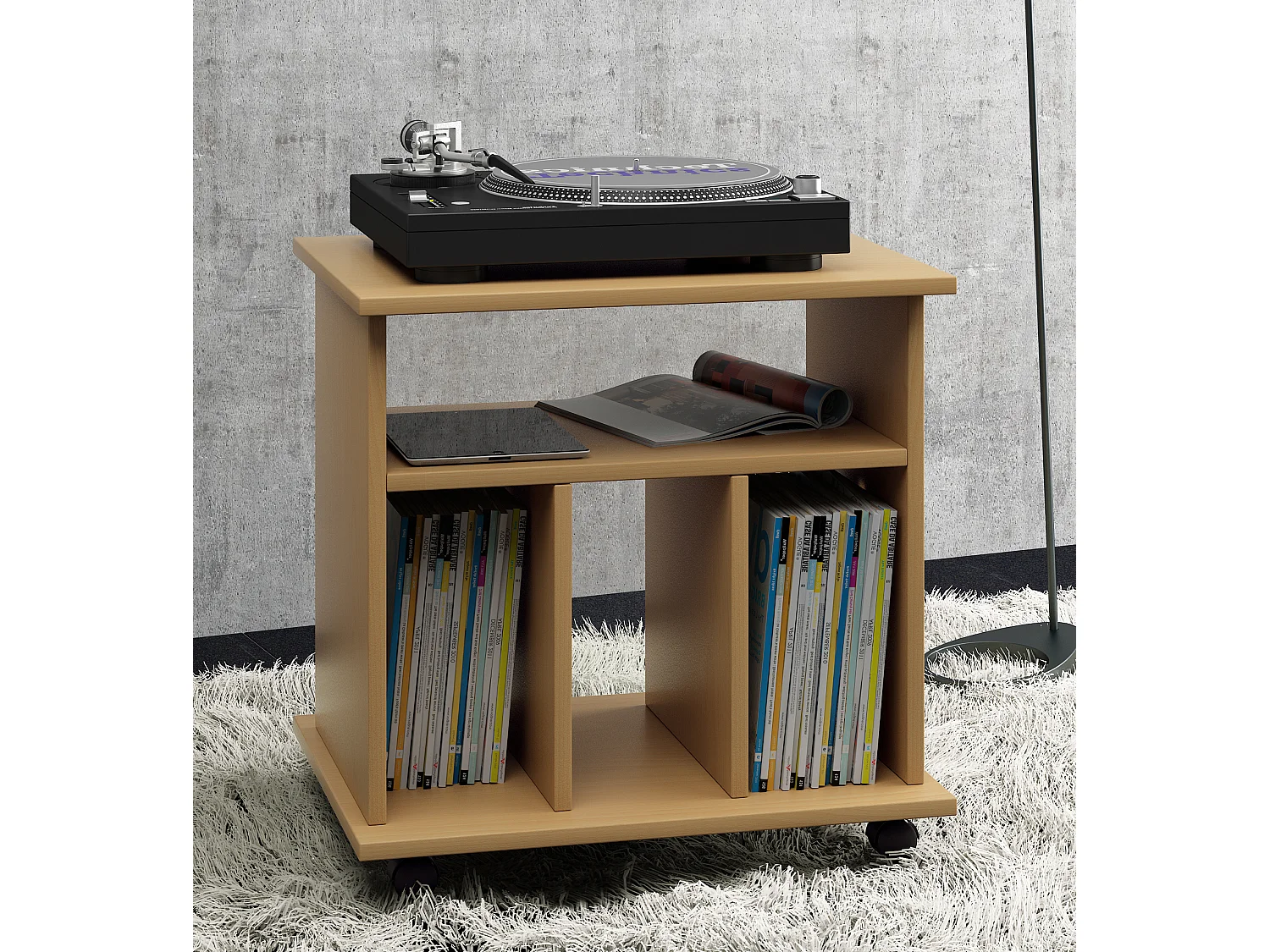 Mesa lateral de madeira VCM | Mesa de centro simples | Rodízios Sofáticos | Dimensões aprox. A. 59 x L. 60 x P. 45 cm | mesa de café rollbar - Tabina (faia)