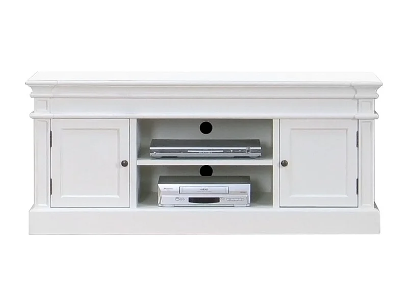 Mozart tv meubel, breedte 137 cm, hoogte 60 cm, antiek wit, antiek gepatineerd.