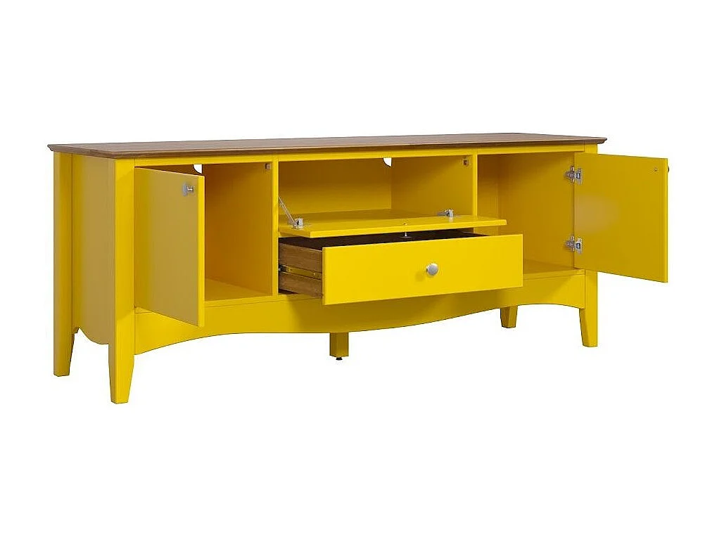 Elisa geel en licht hout tv-meubel met 3 deuren en 1 lade