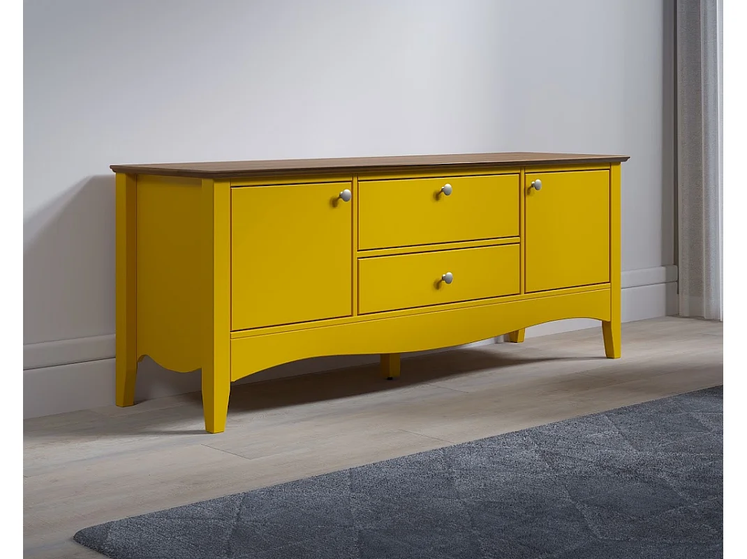 Elisa geel en licht hout tv-meubel met 3 deuren en 1 lade