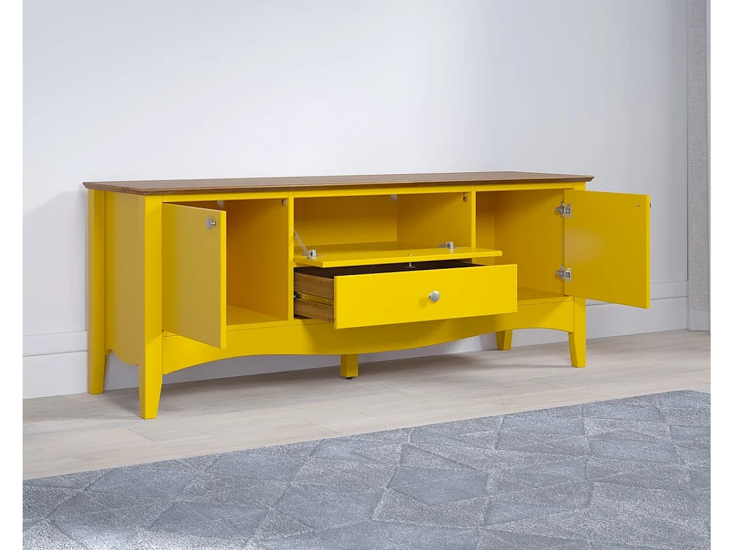 Elisa geel en licht hout tv-meubel met 3 deuren en 1 lade