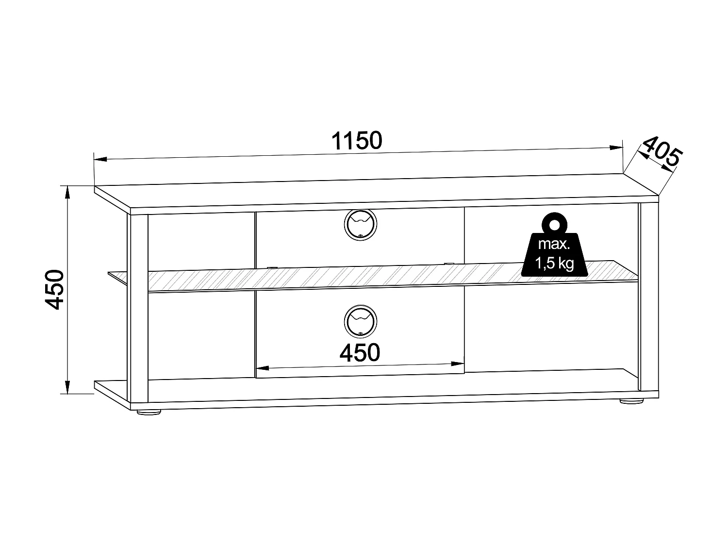 TV Lowboard Console Rack Folas XL