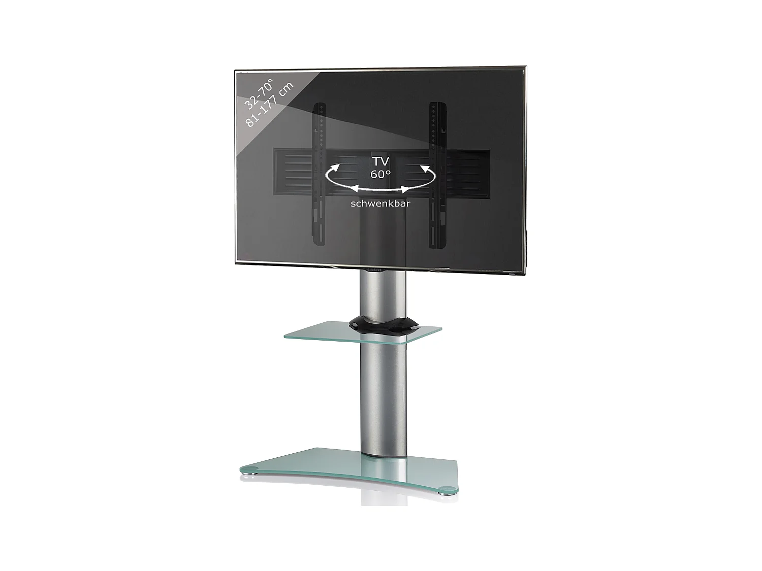 TV stand feet Zental Matte glass H. 111 x W. 80 x D 40 cm