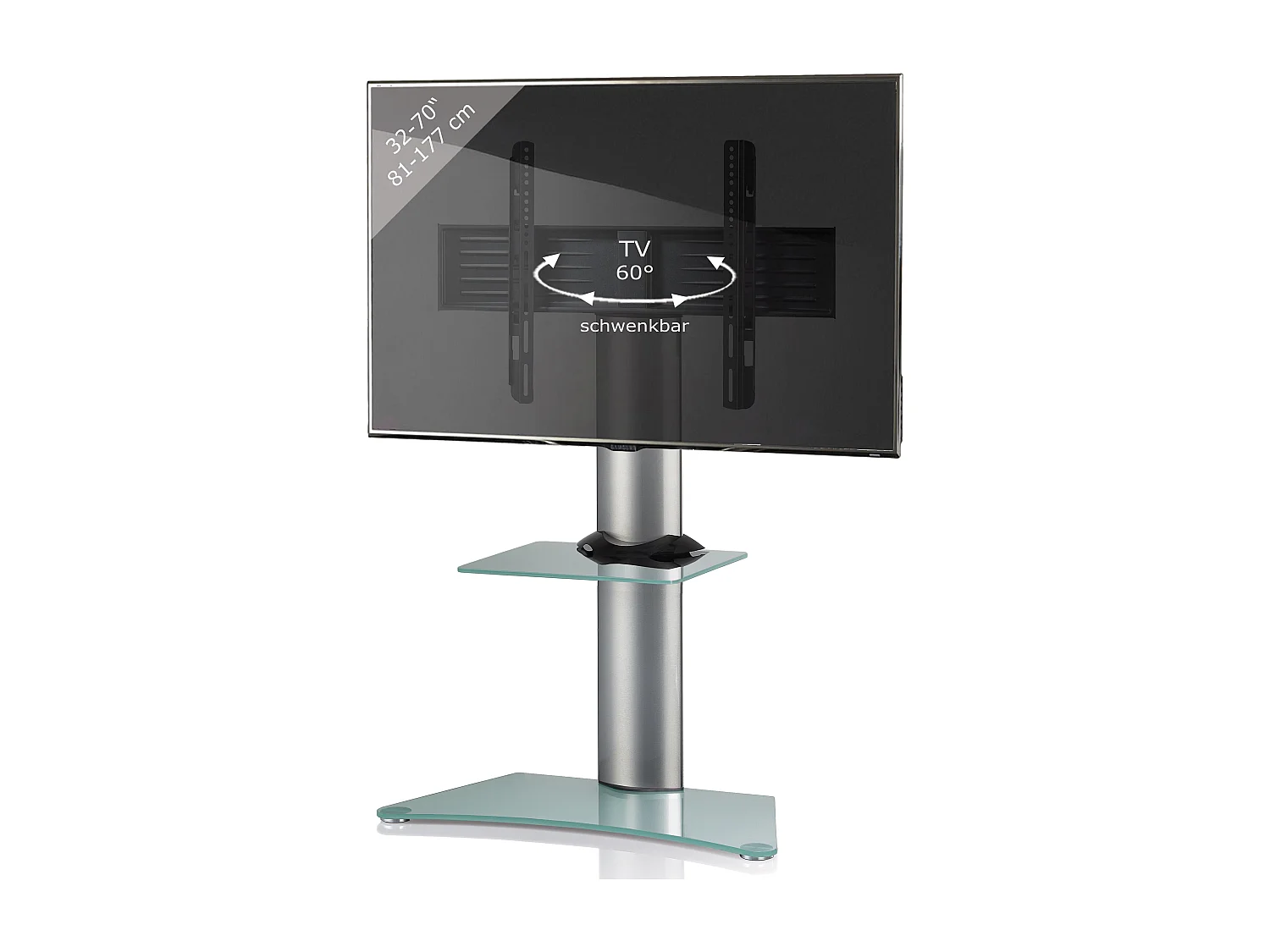 TV stand feet Zental Matte glass H. 111 x W. 80 x D 40 cm