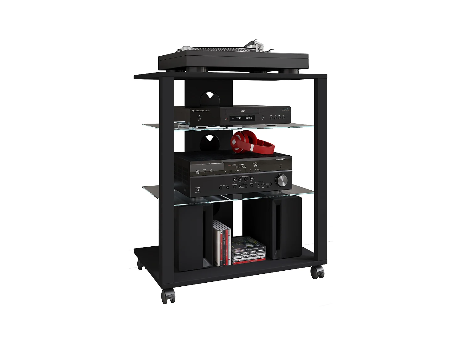 Hifi Möbel Rack Glas Phono Mediaregal Folas Rollen
