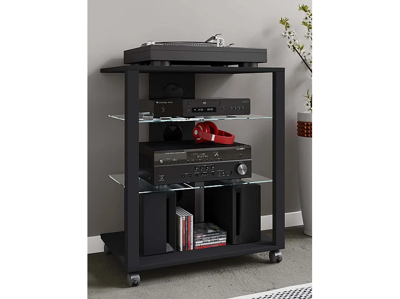 Móveis Hifi Folas Preto A. 70 x L. 60 x P. 41 cm