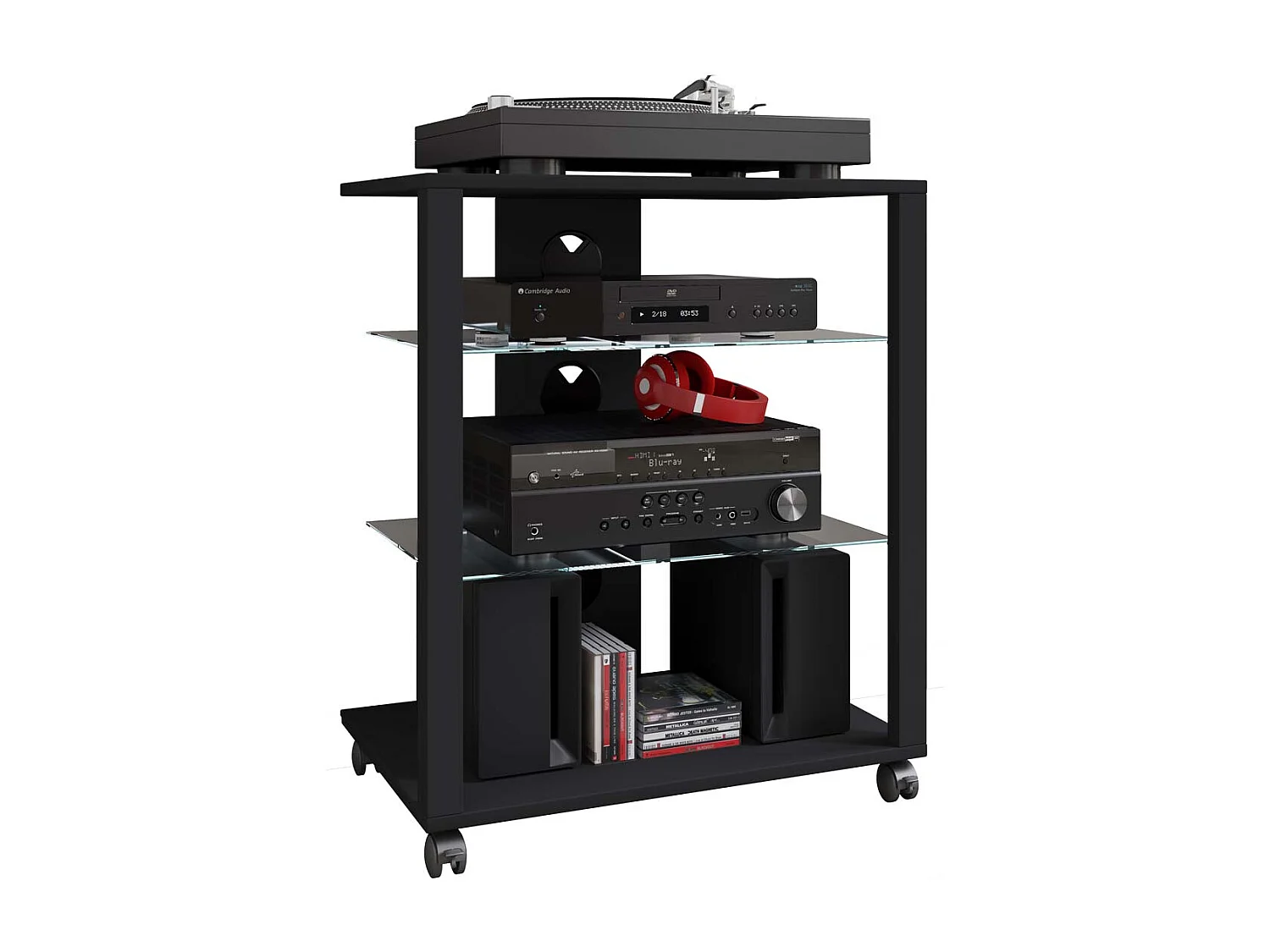 FolasR meuble Hifi 3 tablettes noir.