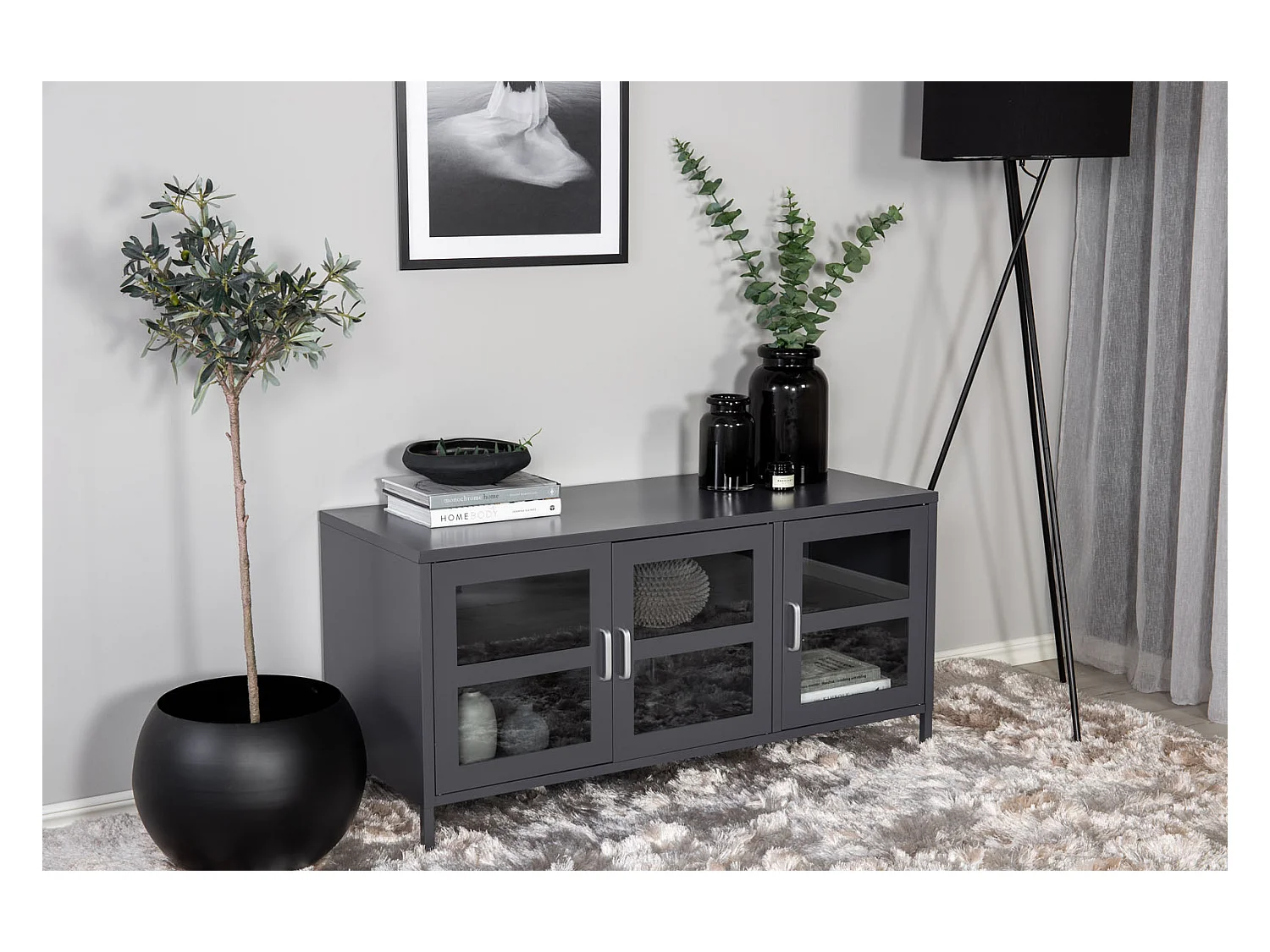 Acero TV-meubel 2 deuren, 2 laden, lichtgrijs.