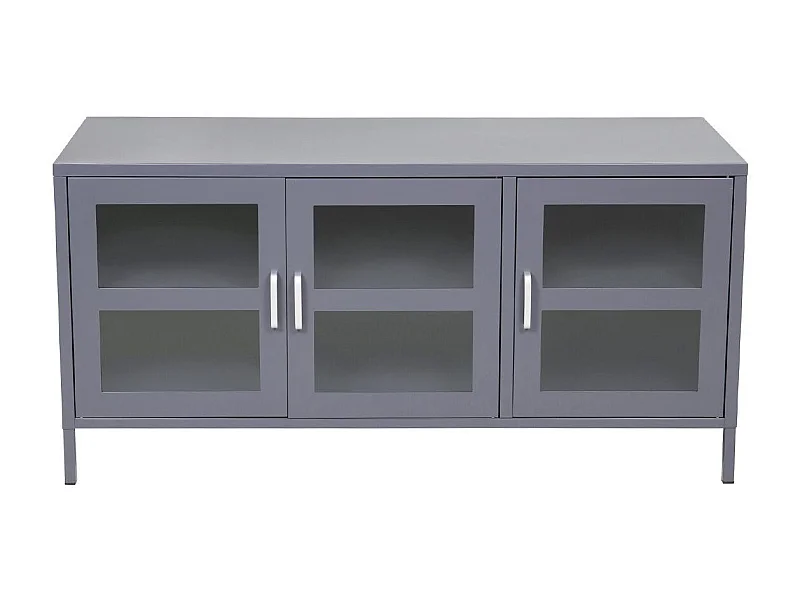 Meuble TV 3 Portes "Acero" 120cm Gris Clair