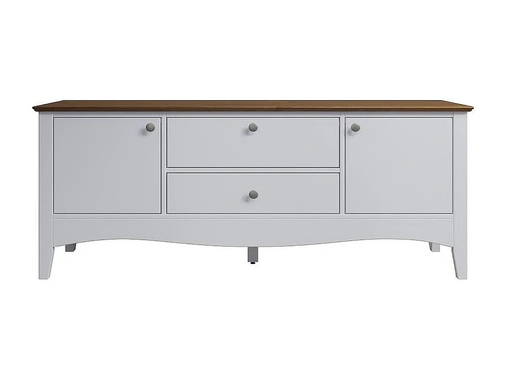 Meuble TV 3 portes 1 tiroir blanc et bois clair Elisa