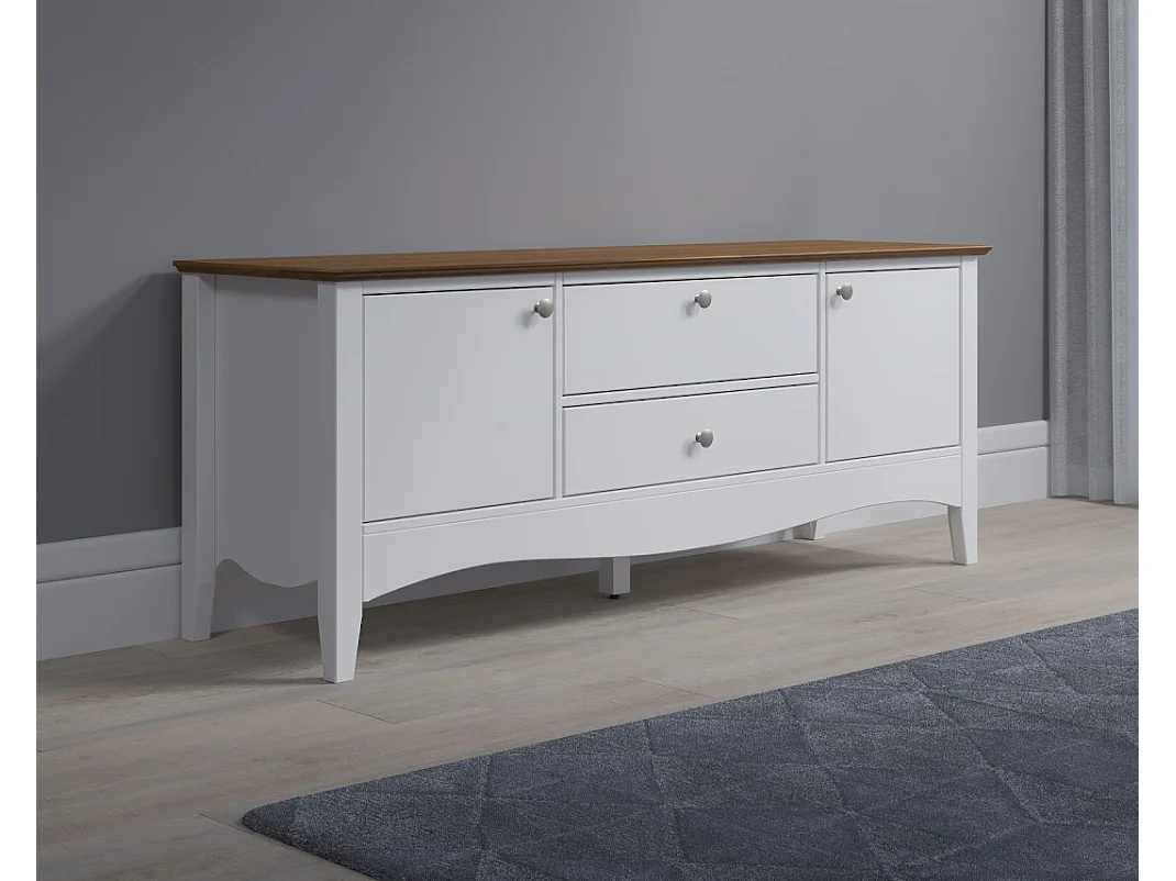 Meuble TV 3 portes 1 tiroir blanc et bois clair Elisa