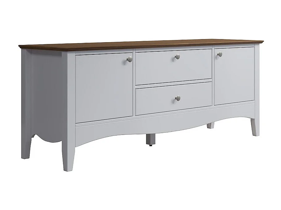 Meuble TV 3 portes 1 tiroir blanc et bois clair Elisa