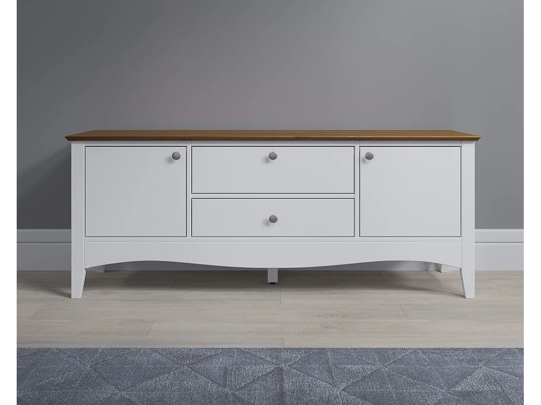 Meuble TV 3 portes 1 tiroir blanc et bois clair Elisa