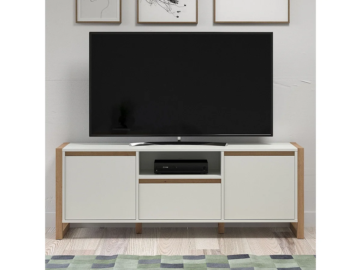 Maria TV-meubel van wit MDF en licht hout