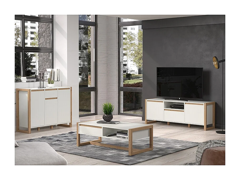 Maria TV-meubel van wit MDF en licht hout