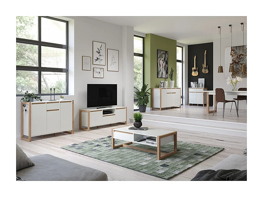 Maria TV-meubel van wit MDF en licht hout