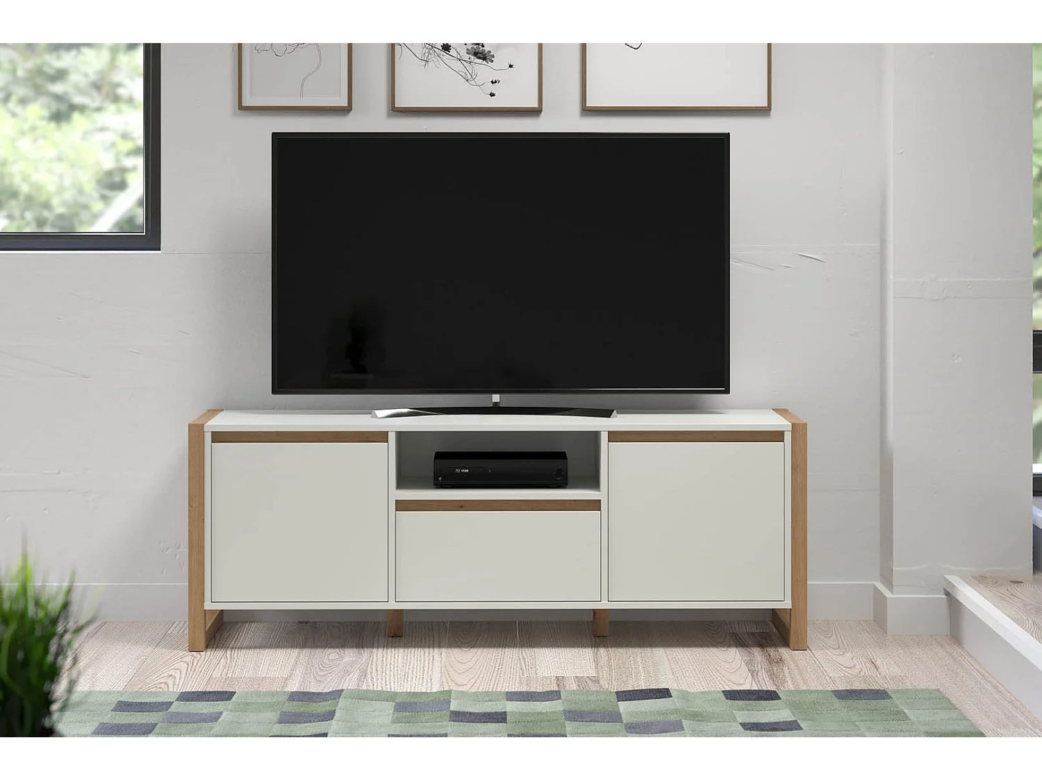 Maria TV-meubel van wit MDF en licht hout